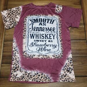 Smooth As Tennessee Whiskey Maroon & Cheetah Print Tee - Size Small